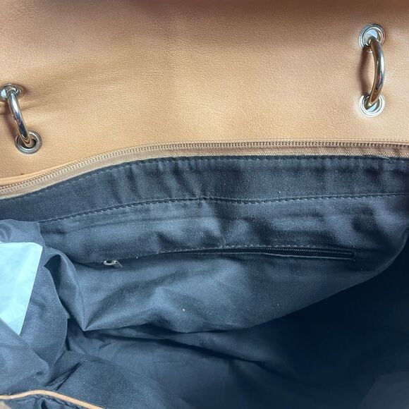 Bloom Theory Camera bag  tan synthetic leather laser cut metallic gold layer. - Picture 14 of 14